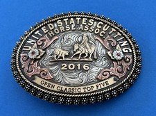 Vintage RARE 2016 USA Cutting Horse Assoc Open Classic Top 5 Trophy Belt Buckle