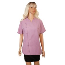 Traditional Pink Mingchufushi Short-Sleeve Chef Coat With Mandarin Collar  Side