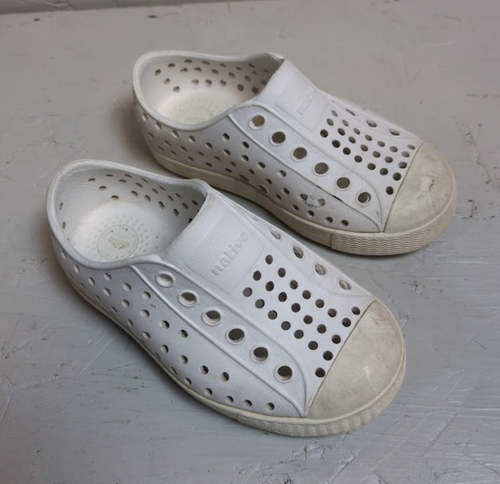 Native Jefferson Toddler Kids Slip On Shoes Waterproof~Shell White C7