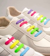 BLUE No Tie Shoelaces Shoe Laces Silicone Rubber For Kids Sneakers Unisex