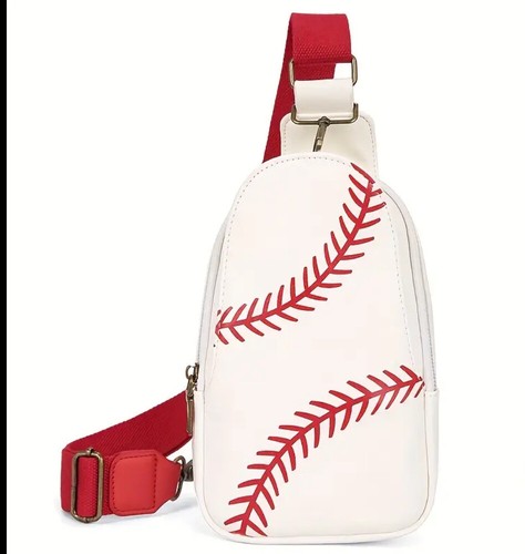 Baseball or Softball PU Leather Crossbody Chest Shoulder Unisex Adjustable Bag - Picture 2 of 22