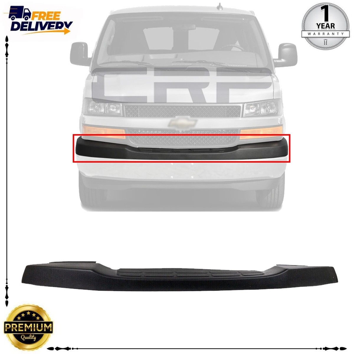 Front Upper Bumper Cover Textured For 2003-2023 Chevrolet Express