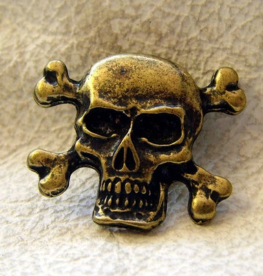 LEDERECKE KONSTANZ Ziernieten BoneTotenkopf Skull Schädel Piraten-kopf Neu Messing Schmuck-Niete