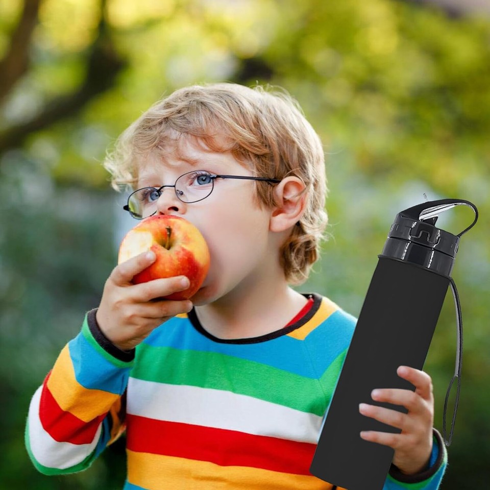 2PCS Fold Water Bottle Sports Water Bottle Leak Proof Top 600 ML Non