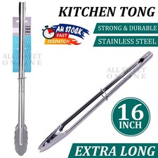 Long Handle Stainless Steel Tongs 40.5cm 16inch Kitchen Food Cooking Salad BBQ