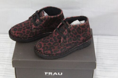 Mädchen Stiefel Größe 8 FRAU JR italienisches Wildleder Knöchel Modell 1J85 Burgund/Leopard Neu mit Etikett - Bild 1 von 7
