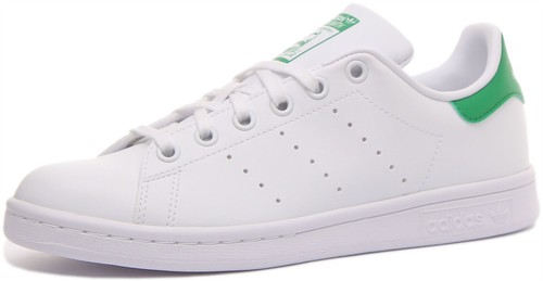 ADIDAS Junior Stan Smith Clásico Tenis Unisex Zapatos en Blanco Verde Ru 3-6 - Imagen 6 de 6
