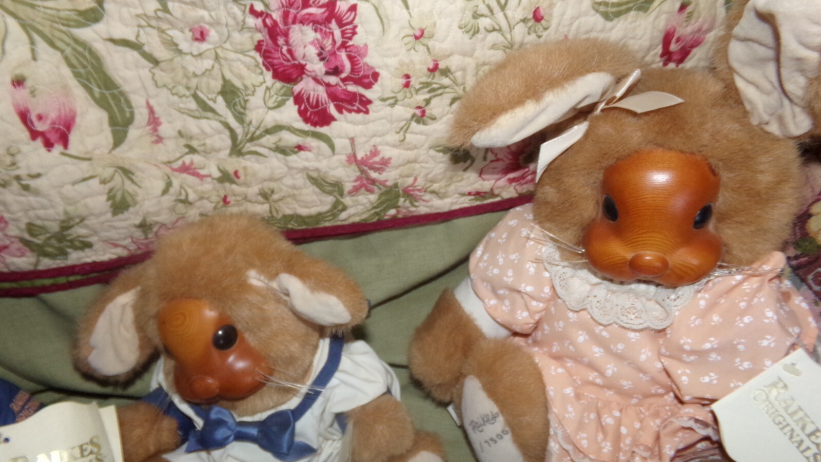 VTG ROBERT RAIKES ORIGINAL RABBITS PLUSH WOOD FACE JOINTED APPLAUSE ...