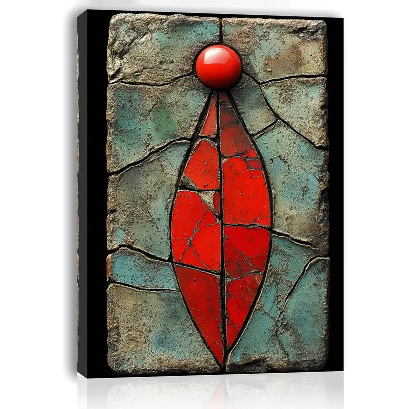 Stone Textured Vintage Leaves Pattern Wall Art  Canvas Unframed/Framed