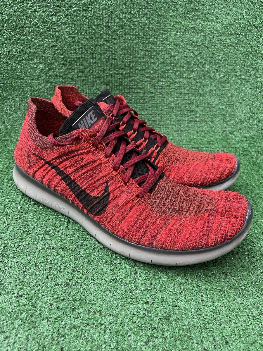 Nike Free RN Flyknit Mens Size 13 Red Black Athletic Running Shoes  831069-602