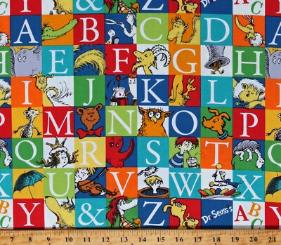 Cotton ABC by Dr. Seuss Kids ABC's Alphabet Squares Fabric Print by Yard D661.15