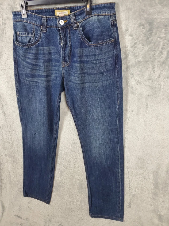 Мужские джинсы из углеродного 2 кобальта 34x34 средняя стирка на пуговицах эластичные классические прямые - Изображение 2 из 4