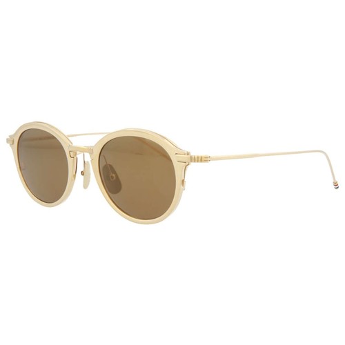 Thom Browne TB110 CTGLD48 White Gold w/ Brown Lenses 48-22 Round/Oval Sunglasses