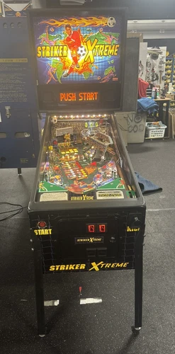 2000 STRIKER XTREME PINBALL MACHINE LEDS PROFESSIONAL TECHS PLAYS GREAT SOCCER
