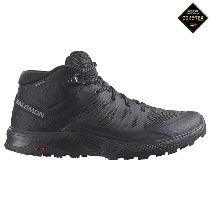 Stivali da trekking Salomon da uomo neri impermeabili Outrise Mid Gore Tex UK 6 5 8 9 5 11