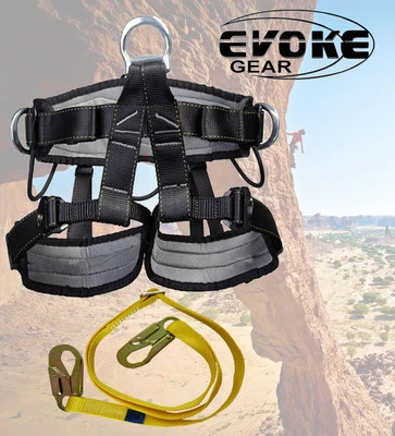 EVOKE GEAR ProTree Fall Protection Rock Climbing Rappelling Harness And Lanyard