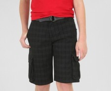 Wrangler Boys' Cargo Shorts Black Plaid. size 7 NWT