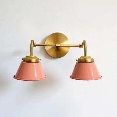 Wall Sconce Lamp Mid Century Cone Shaped Shade Light Modern Brass Vanity Fixture