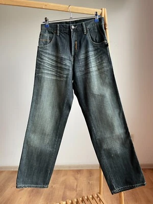 Denim lavé baggy jambes larges vintage Pelle Pelle Y2K taille 30 x 30 - Photo 1/4