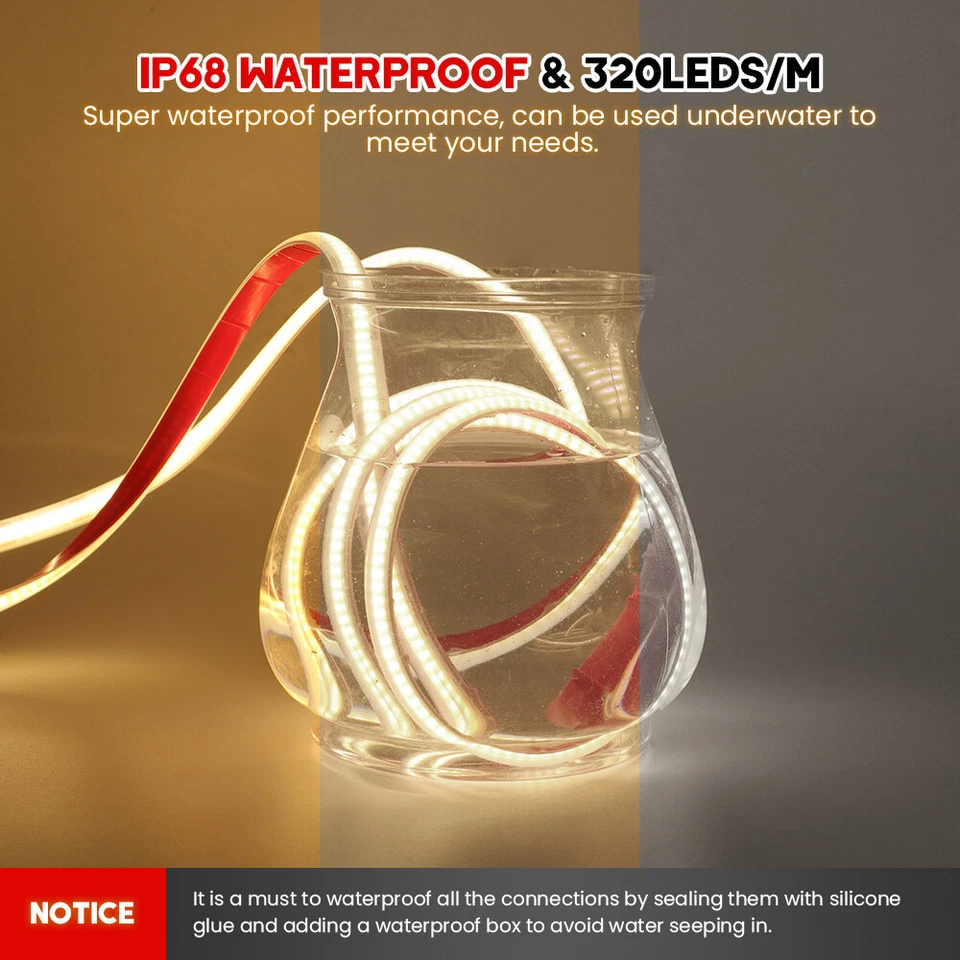 Solar COB LED Strip Lights Neon Rope Light 12V IP68 Waterproof DIY Outdoor Decor - Image 4 of 4