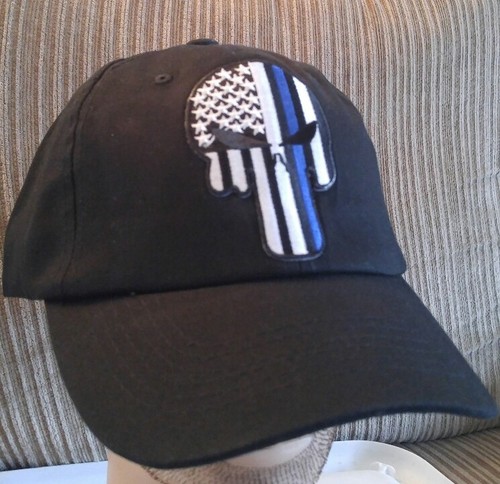 Skull Baseball Cap Police U.S.A. Flag 