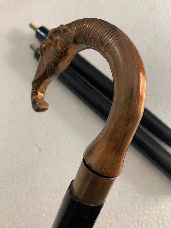 Винтажная Старинная Трость для Прогулок Деревянная Палка Старый Слон Латунная Ручка Ручка Ручка Подарок - Изображение 3 из 4