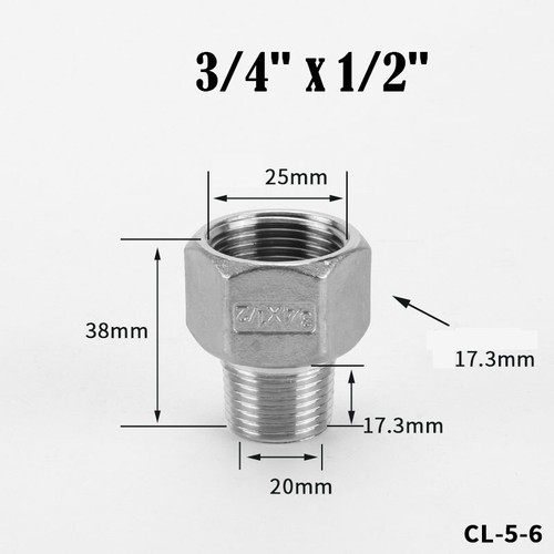 1/8" to 2"Female/Male BSP Connector Stainless Reducer Pipe Fitting Water Adaptor - Picture 12 of 28
