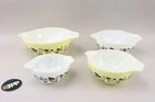 Vintage Pyrex Gooseberry Mixing Bowl Set of 4 Cinderella Yellow, Black, White EX