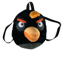 Angry Birds Black Backpack Back Pack Plush 13.5 x 13 Zips
