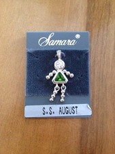 New  Girl's Birthstone Pendant Charm STERLING SILVER 0.925 May Emerald Gem