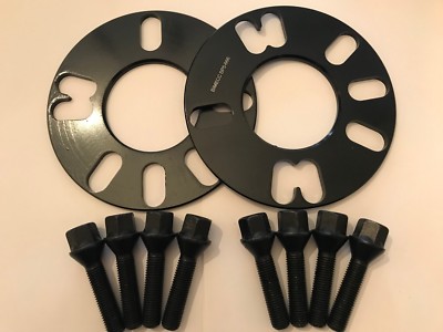 2 X 5mm BIMECC ALLOY WHEEL SPACERS 60.1 + M12X1.5 BLACK BOLTS RENAULT 4X100
