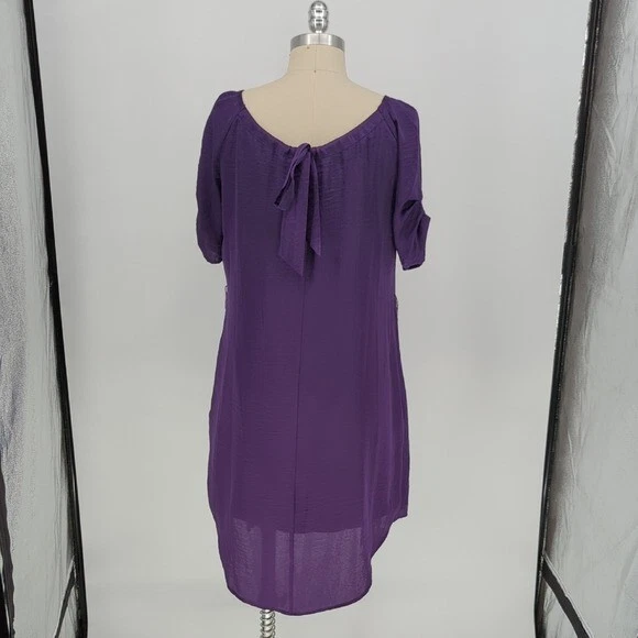 11375 Vestido Jessica Simpson Satinado Cambio Púrpura Talla 6 Preppy Negocios Informal Foto 2 de 4