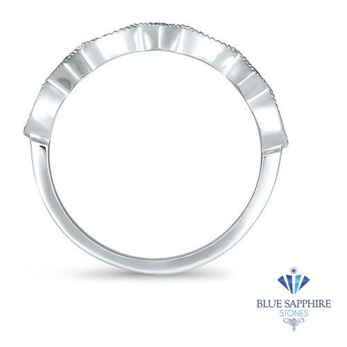 Anillo apilable marquesa alternativo esmeralda natural de 0,21 quilates en oro blanco de 14 K - Imagen 3 de 3