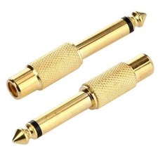 Gold Plated 6.35mm 1/4 Inch Audio Mono Jack Plug to RCA Female Adapter NEW