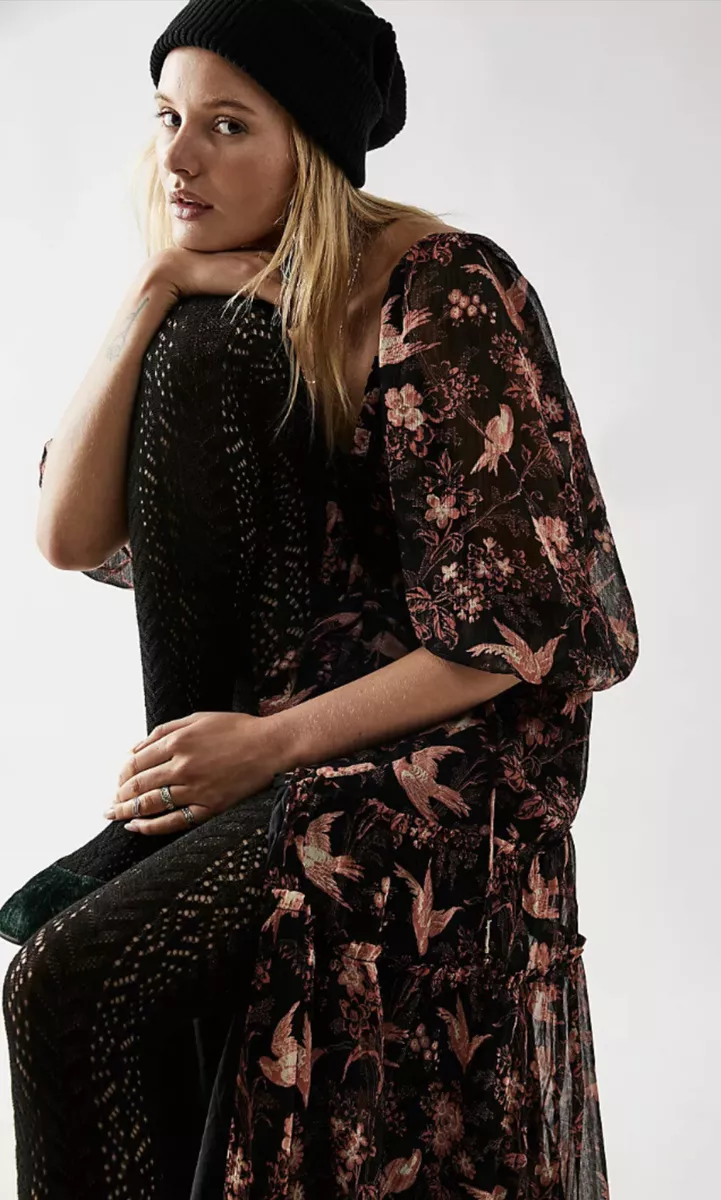 Black floral best sale free people dress