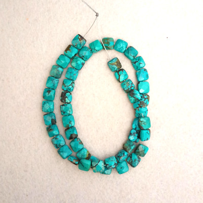 CLOUD MOUNTAIN TURQUOISE 7-8MM FACETED SQUARE CUSHION BEADS - 15.75'' - 4098E