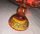 Ruby Red Amberina Footed Compote Candy Dish Moon & Stars Vintage Scalloped Rim — photo 6