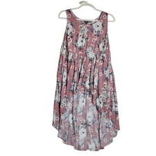 Torrid Womens Plus Size 4 Pink Floral Rayon Empire Waist High Low Tank Dress