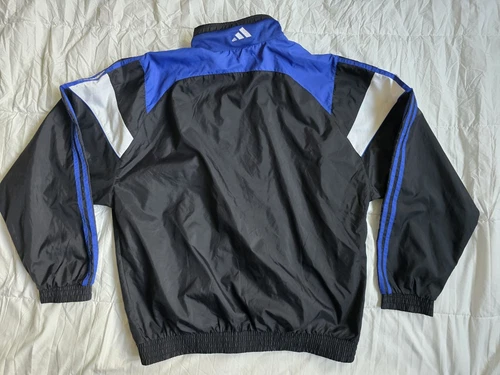 Vintage Adidas 1999 Track Jacket Windbreaker Blue Black White Size L 90s image 12