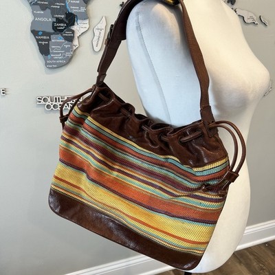 Missoni Italy Genuine Leather W/ Striped Multicolor Detail Shoulder Bag Y2K