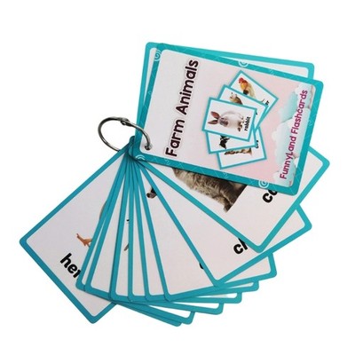 19 Laminated English Learning Flash Cards with 38 Farm Animal Words for Kids