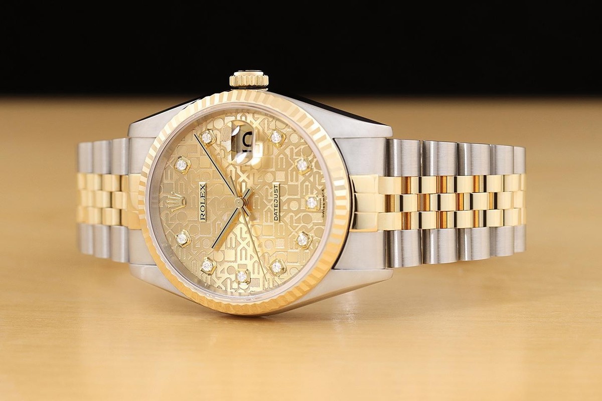 ROLEX MENS DATEJUST 16233 FACTORY JUBILEE DIAMOND 18K GOLD STEEL