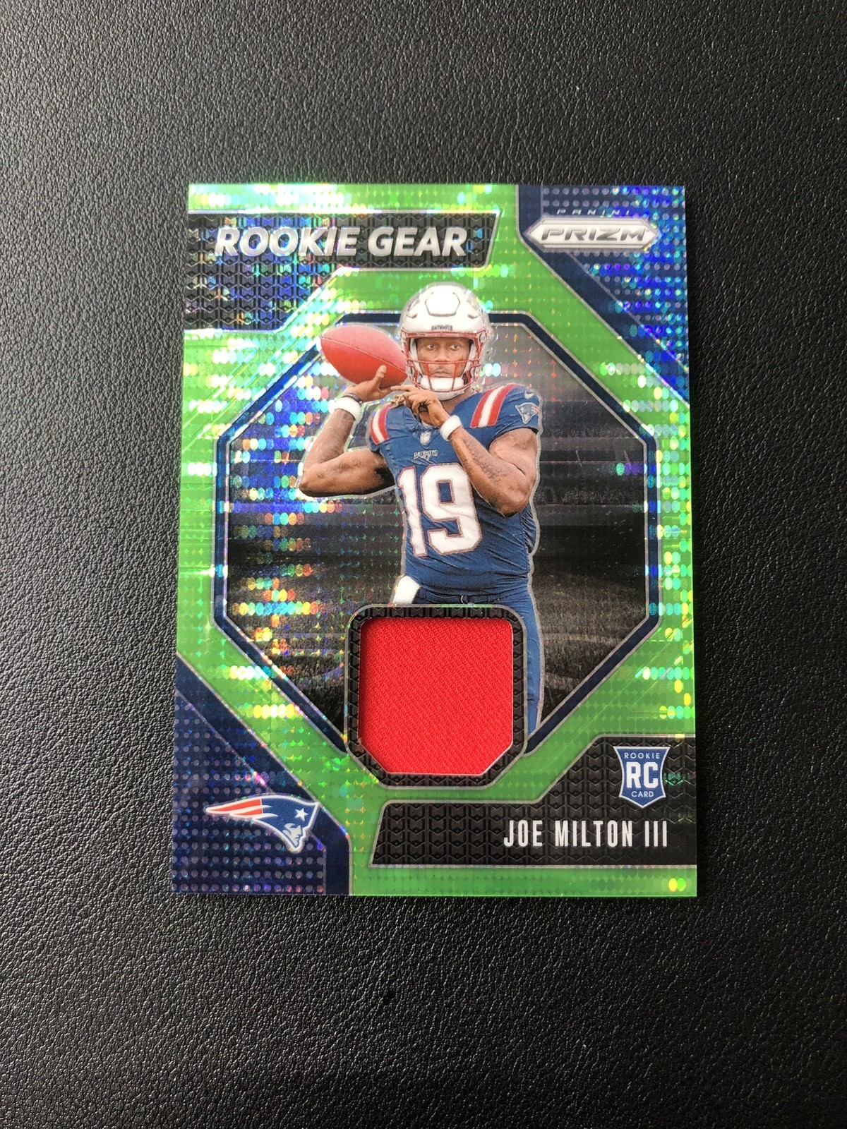 2024 Prizm Joe Milton III RC Rookie Gear Jersey Green Pulsar Patriots