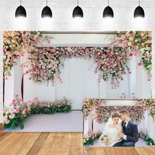 7x5 Ft Floral Wall Backdrop Pink Rose Flowers Wedding Ceremony Party Decor