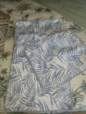 TOMMY BAHAMA  TWO 2  Quilted KING Pillow Shams Blue White Tropical Palm Leaf