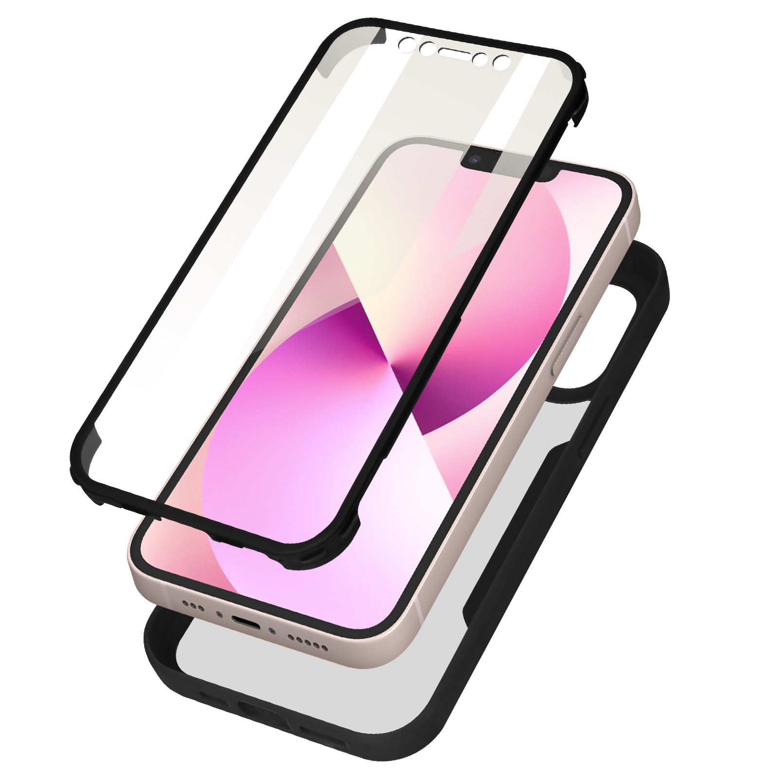 Coque silicone pour iPhone 13 noire avec dos transparent anti-jaunissement
