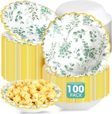 100 Pcs Disposable Sage Green Paper Bowls for Events and Parties