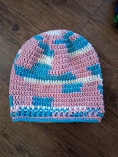 Crochet Handmade Hat/Beanie Color Pink Blue White