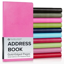 Gallery Leather Small Telephone & Address Book with Alphabetical Tabs, 403 re...