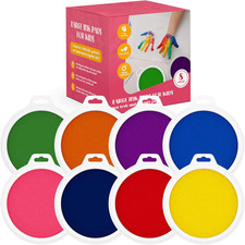 8 Pc Large Ink Pads for Kids - Washable Ink Pads for Kids - Hand/Handprint/Footp